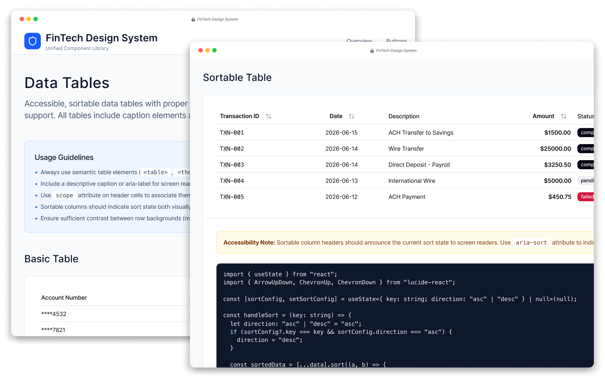 Components Tables